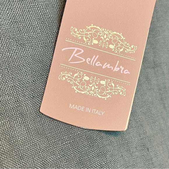 New Bellambra Sequin Trim Light Teal Linen Dolman Sleeve Top size large - Picture 5 of 7